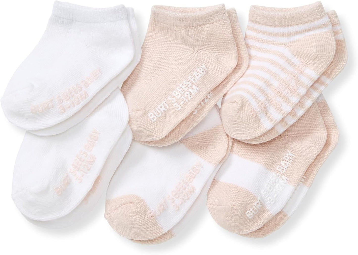 Burt's Bees Baby Calcetines de tobillo para bebés niñas con agarres antideslizantes (paquete de 6) | Soft, stretchy cotton blend ankle socks feature a stay-put ankle rib band and keep socks on feet