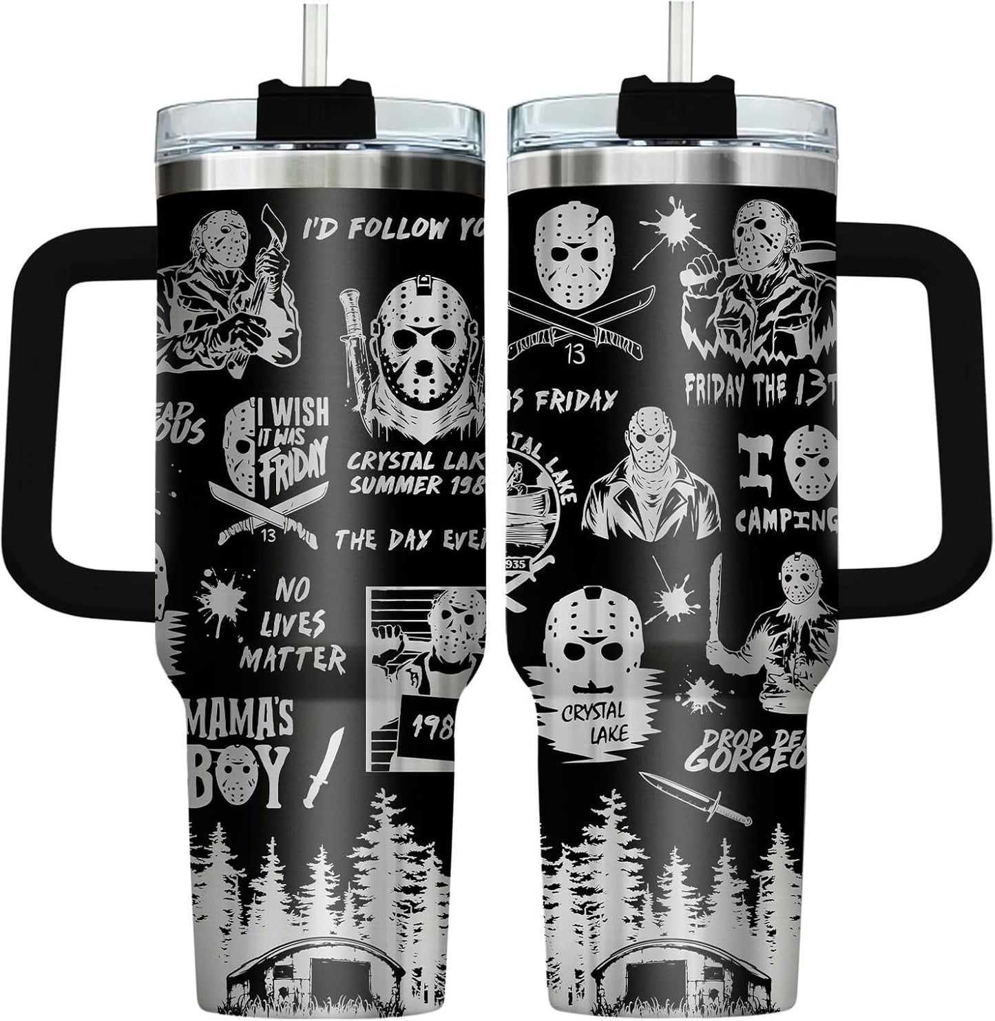 34HD Lord Fantasy Adventure - Vaso de café con aislamiento de acero inoxidable de 40 onzas, taza de viaje con asa y tapa para pajilla, segunda taza de café, regalos para amantes de los libros