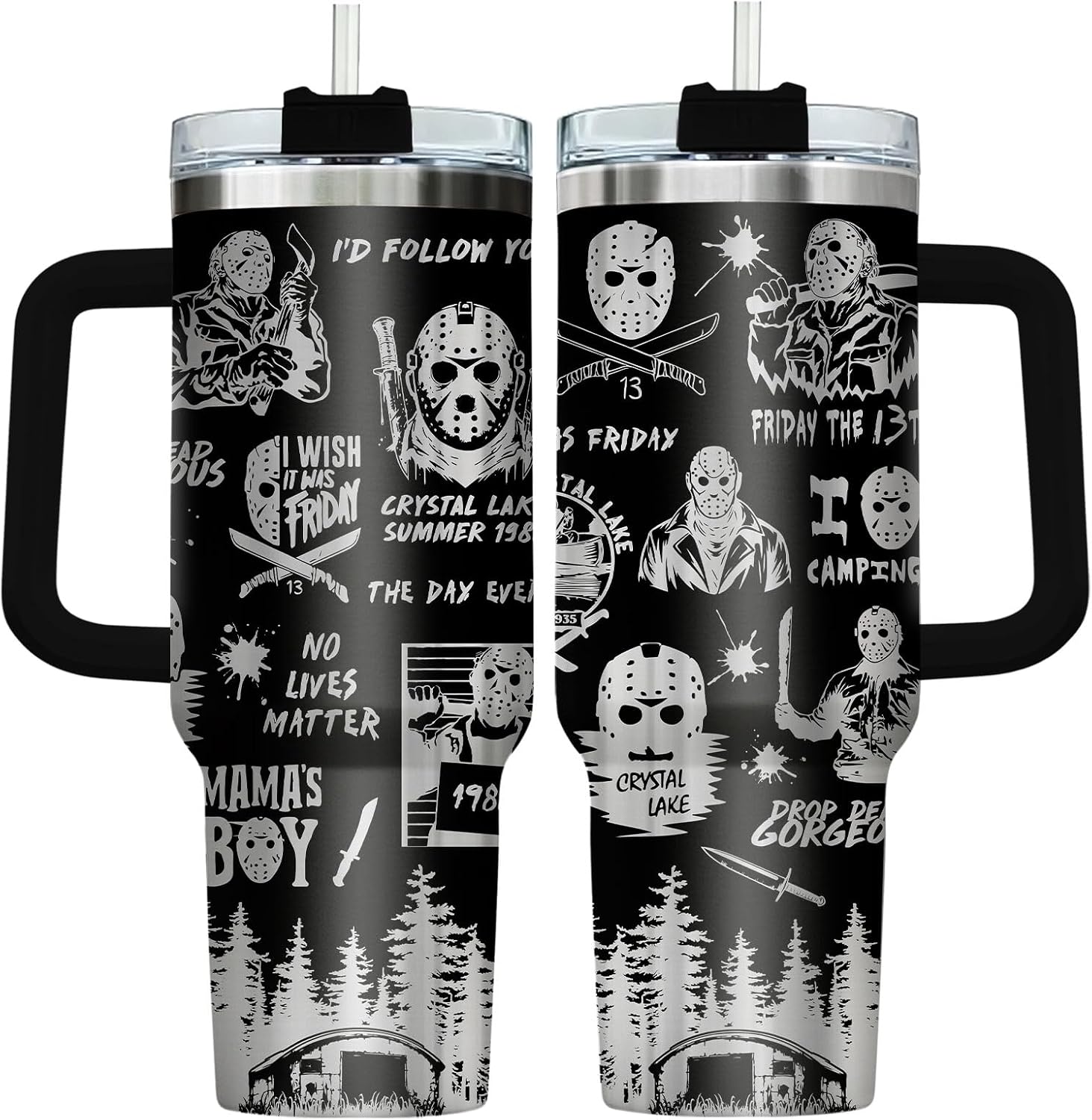 34HD Lord Fantasy Adventure - Vaso de café con aislamiento de acero inoxidable de 40 onzas, taza de viaje con asa y tapa para pajilla, segunda taza de café, regalos para amantes de los libros