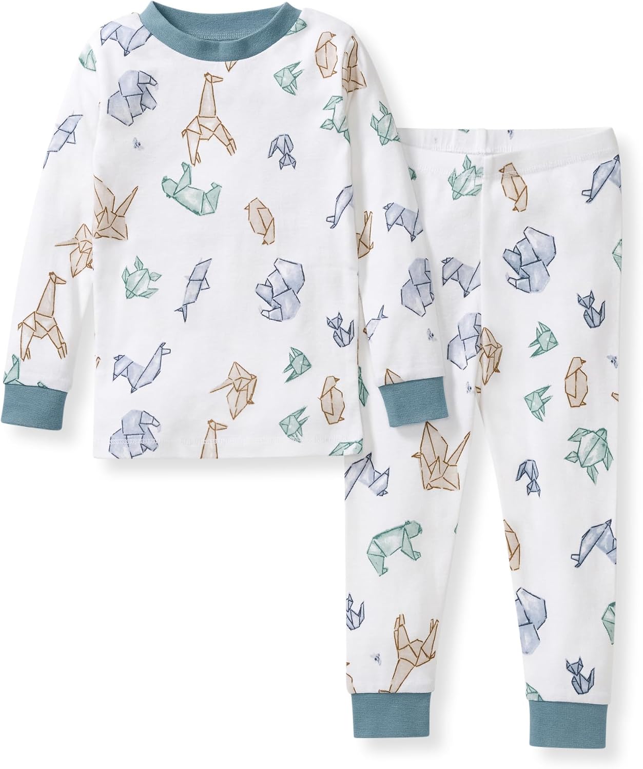 Burt's Bees Baby Pijama de algodón orgánico para niños, conjunto de pijama para niños pequeños, 2 piezas | Soft, cozy, snug fitting pajamas feature stretchy ribbed cuffs and hand painted prints to make bedtime a breeze