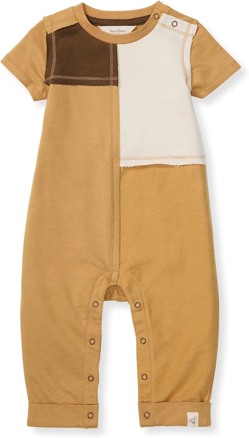 Burt's Bees Baby - Mameluco para bebés niñas, 100% algodón orgánico, overol de una pieza