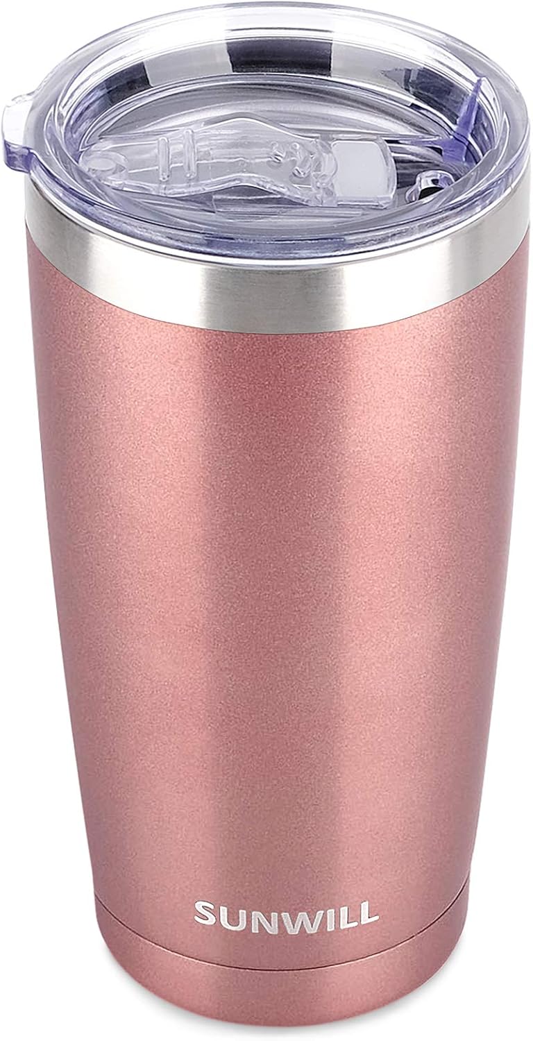 SUNWILL Vaso de café de viaje de 20 onzas, taza aislada con tapa, taza de acero inoxidable para exteriores, recubrimiento en polvo, color azul rey