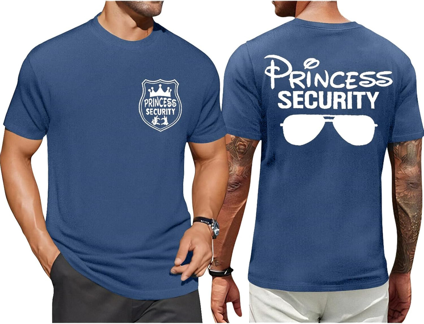 FRYAID Camiseta del Equipo de Seguridad de Princesas para Hombres Camiseta Mágica Reino Mágico Camisetas Papá Fiesta de Cumpleaños Viaje Familiar Tops de Manga Corta