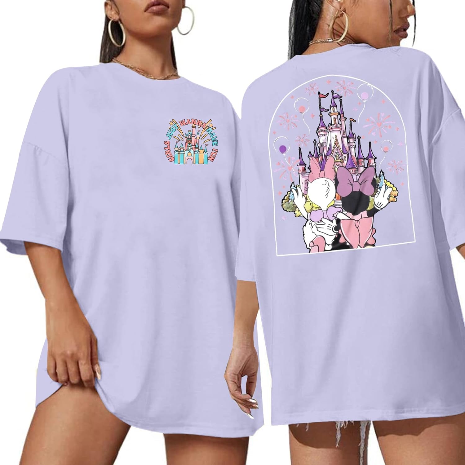 Camisa del Reino Mágico para Mujer Niñas Solo Quieren Diviertirse Camiseta de Viaje de Niñas Linda Camiseta Mágica Tops de Vacaciones de Verano