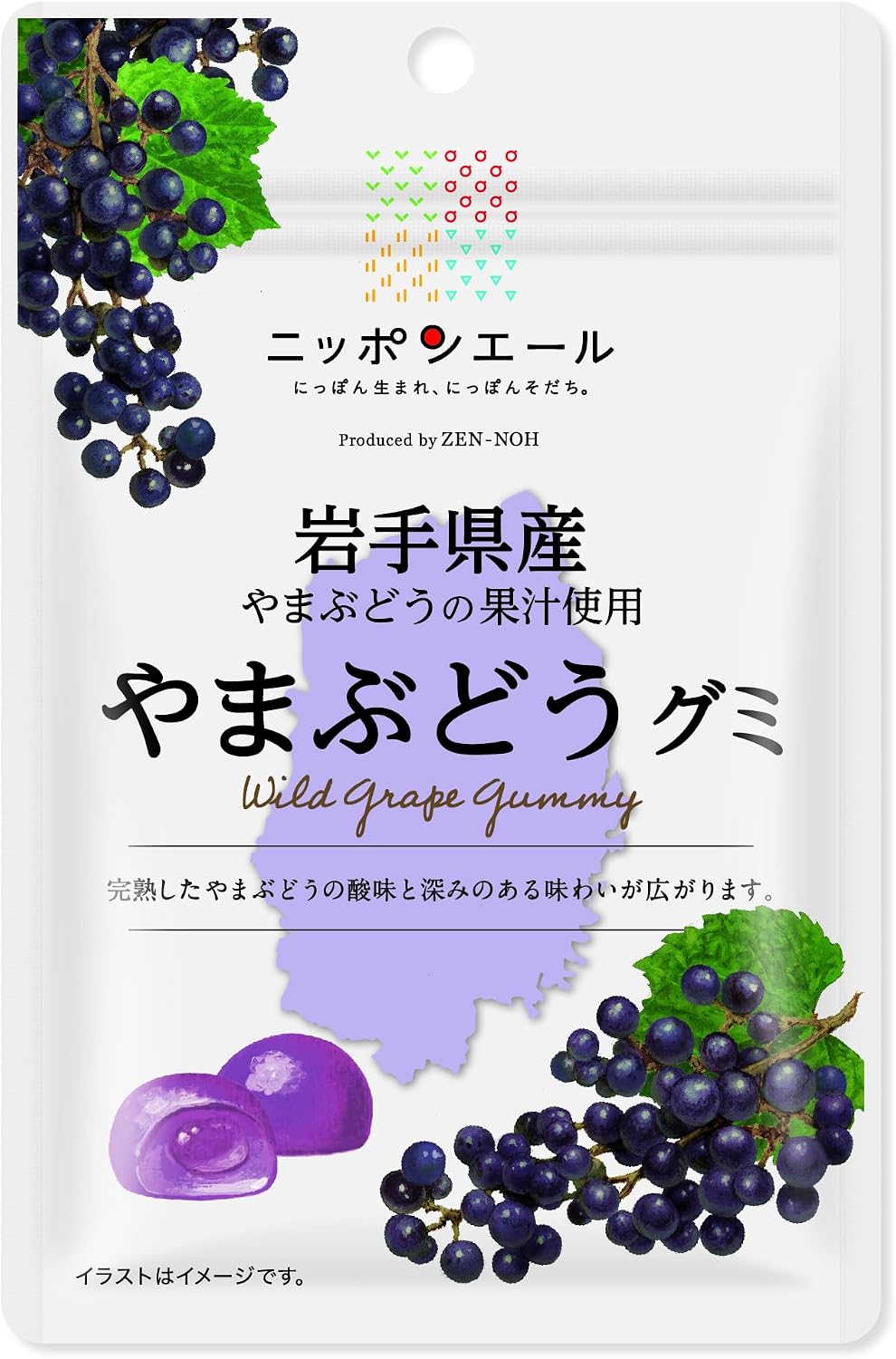 Montoir Zenno Iwate Prefecture Mountain Grape Gummy, 1.4 oz (40 g) x 10 Bags