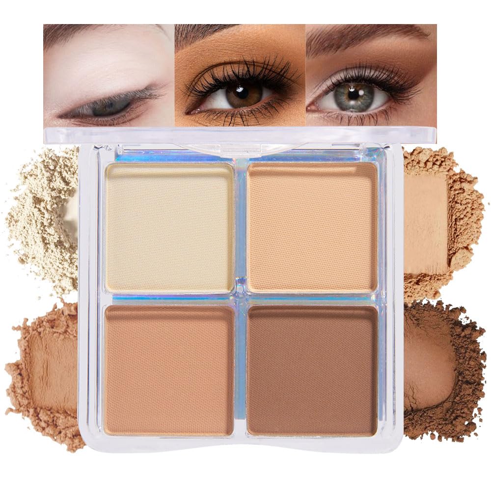 evpct - Paleta de sombra de ojos cuadrada en polvo mate marrón desnudo, rosa desnudo claro, marrón oscuro natural, sombra de ojos mate ahumada de alta pigmentación, mini paleta de maquillaje para