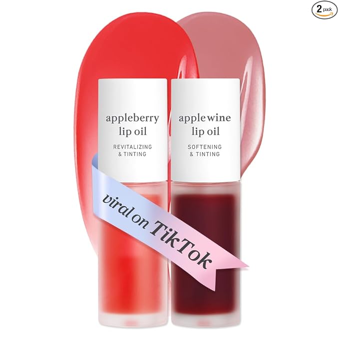 NOONI - Aceite coreano para labios, de larga duración, hidratante, revitalizante para labios secos, impermeable, relleno de calcetines para niñas adolescentes, 0.12 fl.oz, Appleplum
