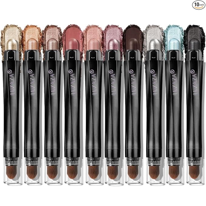 LUXAZA PRO Neutral Eyeshadow Stick Makeup 6PCS Set, Brown Nude Metallic Shimmer Matte Cream Eye Shadow Palette Eyeliner Brightener Pencil Crayon, Party Makeup - BROWN CANYON