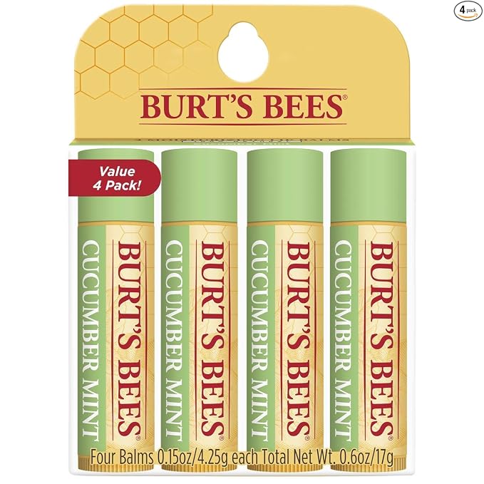 Burt's Bees Bálsamo labial de cera de abejas, hidratante labial con cera de abejas de origen responsable, sin tinte, tratamiento labial acondicionador natural, 1 tubo, 0.15 onzas.