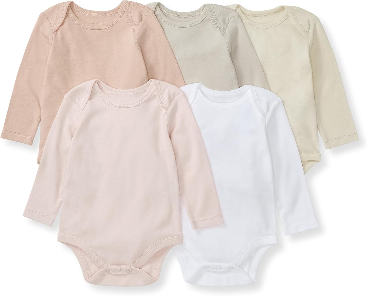 Burt's Bees Baby Body unisex, ropa de dormir orgánica de manga corta, paquete de 5 | Essential baby bodysuit pack featuring an easy-on and off lap-shoulder neck design for stress-free daily outfitting