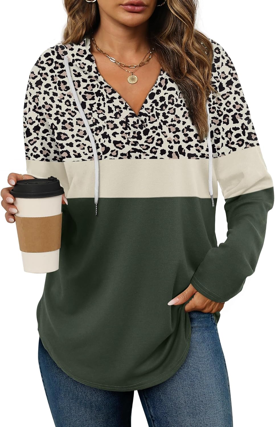 Bofell - Sudaderas con capucha para mujer, sudaderas de moda para mujer, sudaderas con capucha de gran tamaño, sudaderas de manga larga de ajuste holgado