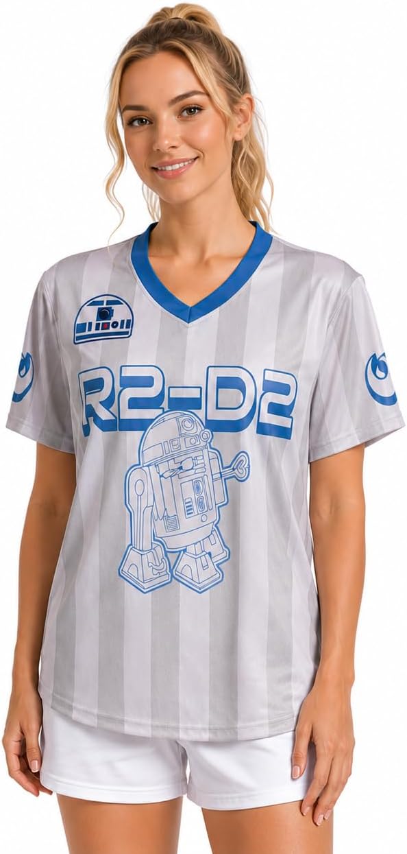 Mad Engine Womens Soccer Jersey - Cute V Neck Graphic Soccer Shirt Women | Officially Licensed Mickey Mouse Minnie Mouse Star Wars Lola Bunny & NASCAR Jersey Shirts for Women (XS-XXL)