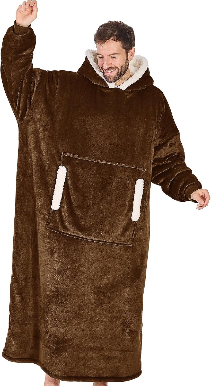 yescool - Cobija con capucha, sudadera de franela de forro polar sherpa para adultos, mujeres y hombres, talla única