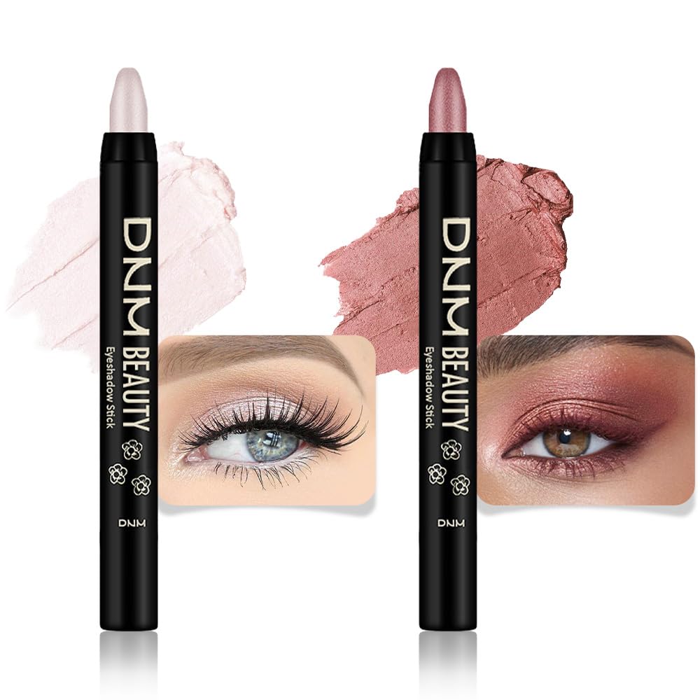 Juego de 8 piezas de barras iluminadoras de sombra de ojos en crema, champán perla gris topo bronce cacao piedra masilla amatista ahumada con brillo mate, lápiz delineador de ojos, barra aplicadora