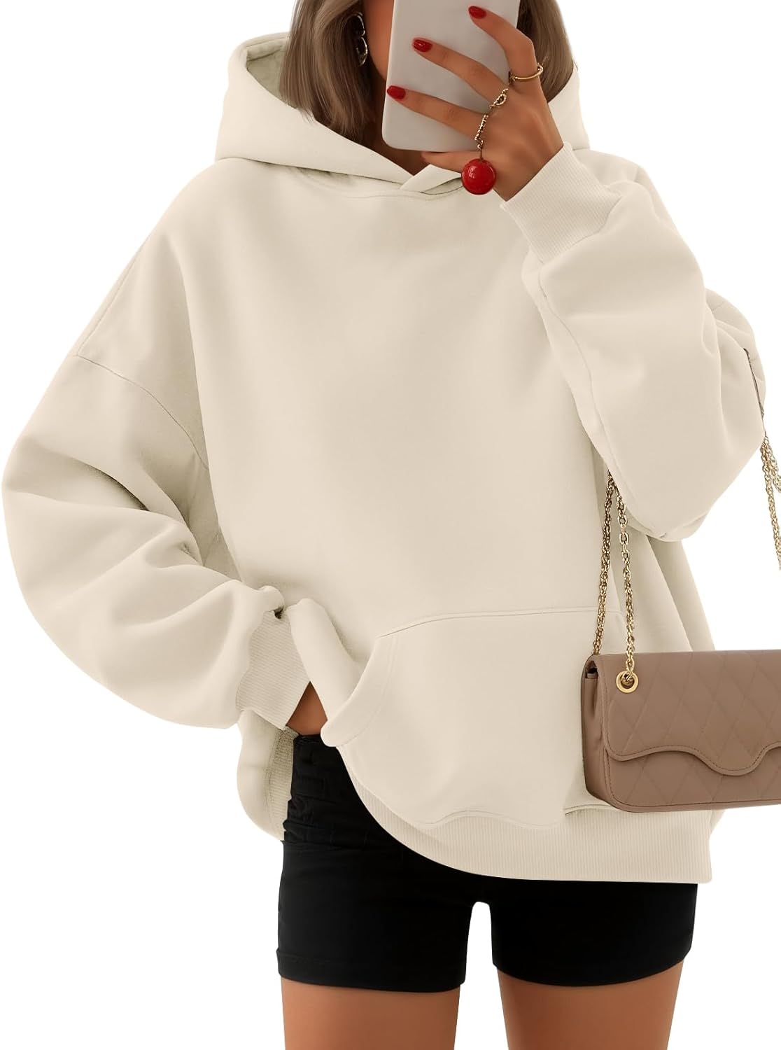 EFAN - Sudadera con capucha para mujer - Sudadera de vellón sobredimensionada con mangas largas para otoño e invierno, ropa de moda inspirada en el estilo Y2K