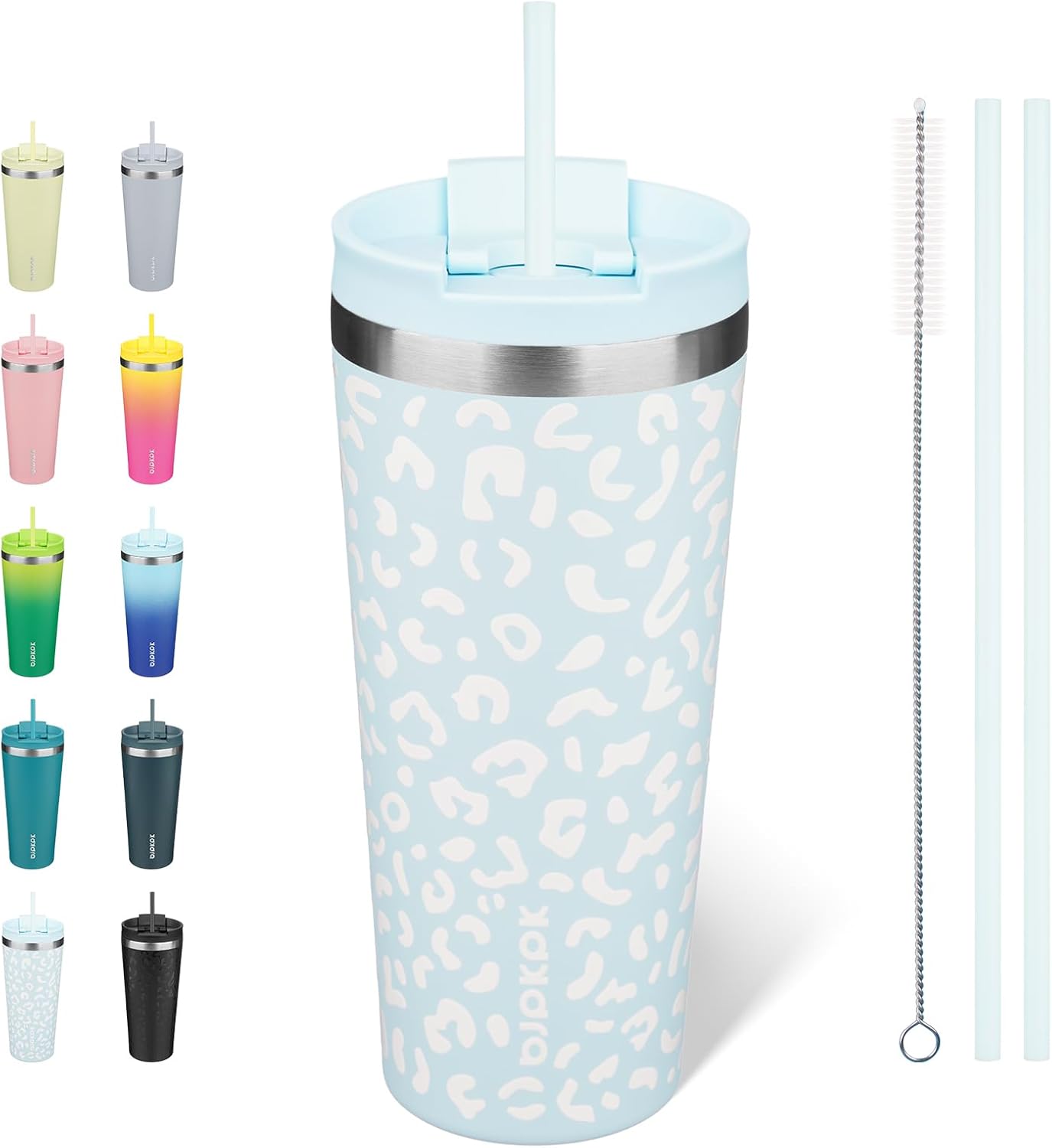 BJPKPK - Vaso de acero inoxidable con aislamiento, tapa y pajilla, taza de café para viaje, de 18 onzas, diseño de laguna