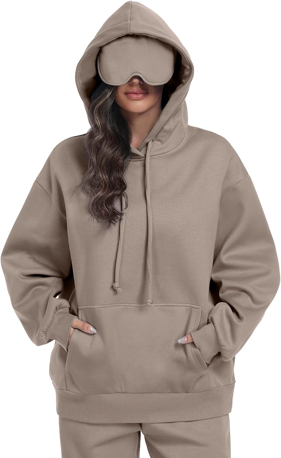 Sudadera con capucha SeSe Code de viaje con máscara para los ojos, sudadera unisex de forro polar de gran tamaño para dormir en el avión, para viajes por carretera, siestas, sudaderas con capucha para