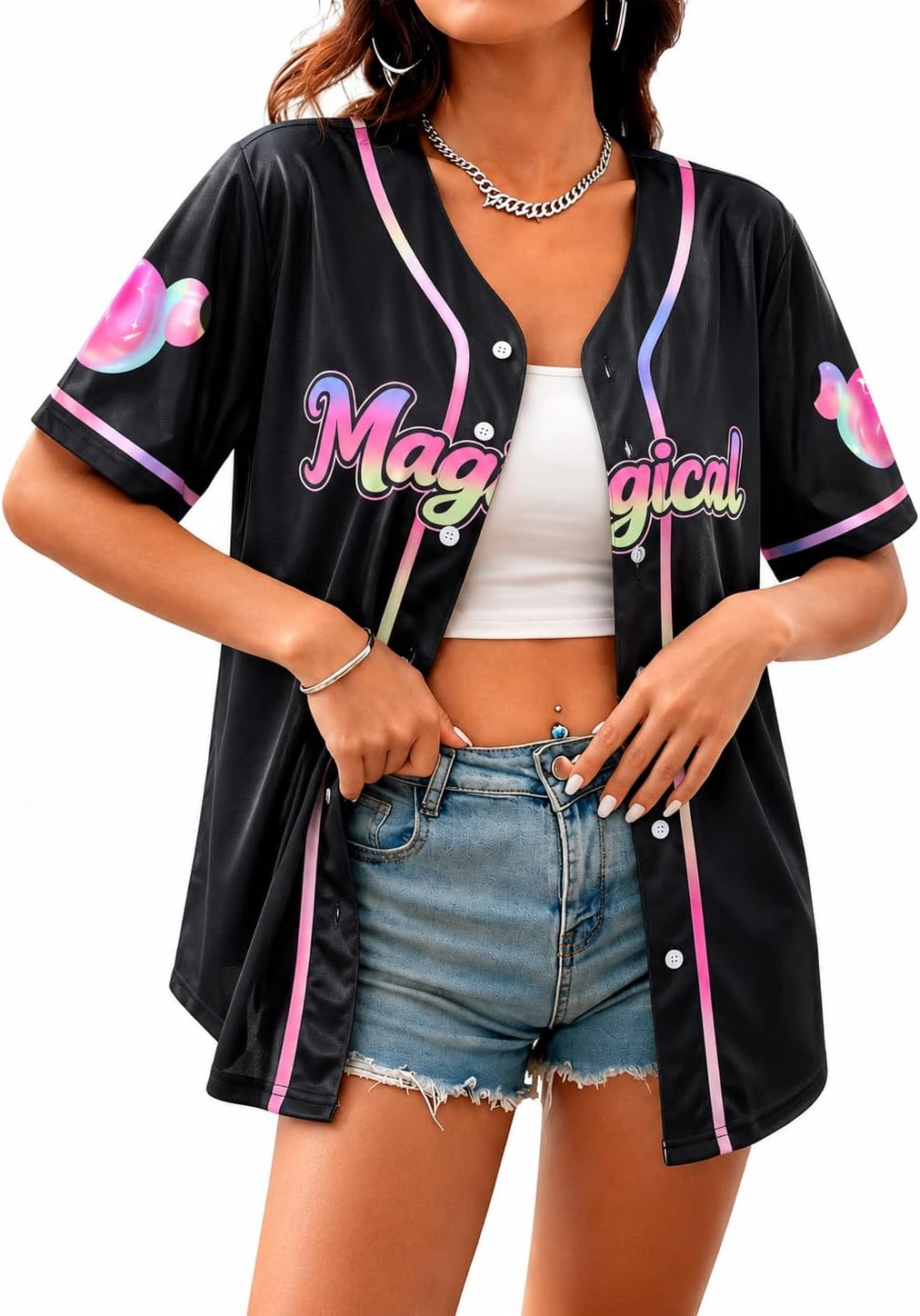 KIDDAD Camisetas mágicas para mujer, camiseta de béisbol de princesa, camiseta gráfica de castillo mágico, camiseta familiar de viaje de vacaciones