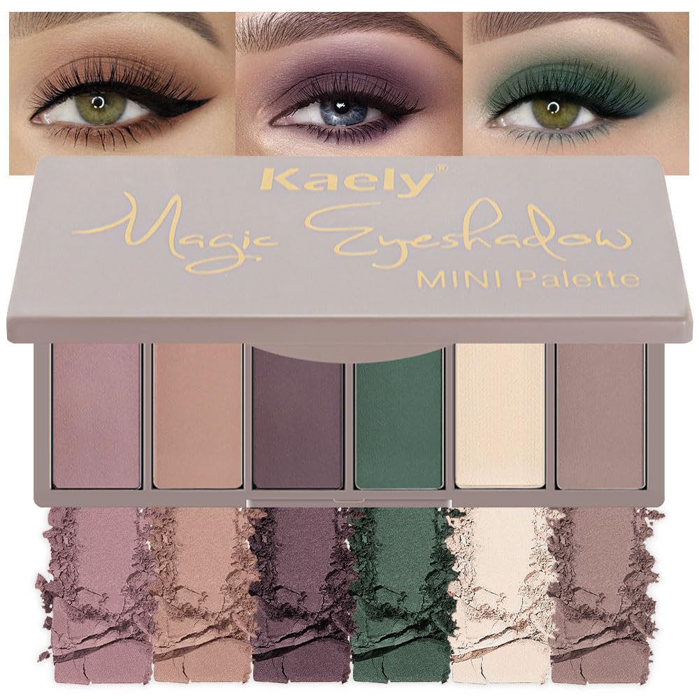 evpct - Paleta de sombra de ojos cuadrada en polvo mate marrón desnudo, rosa desnudo claro, marrón oscuro natural, sombra de ojos mate ahumada de alta pigmentación, mini paleta de maquillaje para
