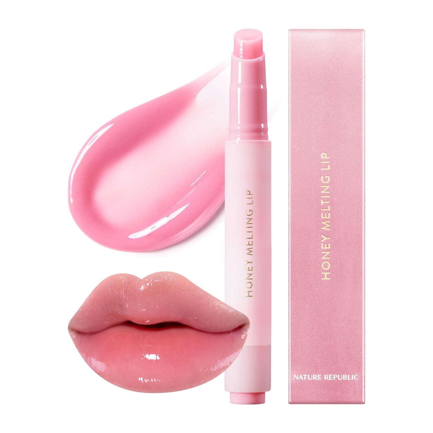 Nature Republic Labios de fusión de miel (03 BERRY) Palo de labios suave, brillo hidratante, bálsamos hidratantes, tinte transparente, brillo y acabado brillante, maquillaje coreano