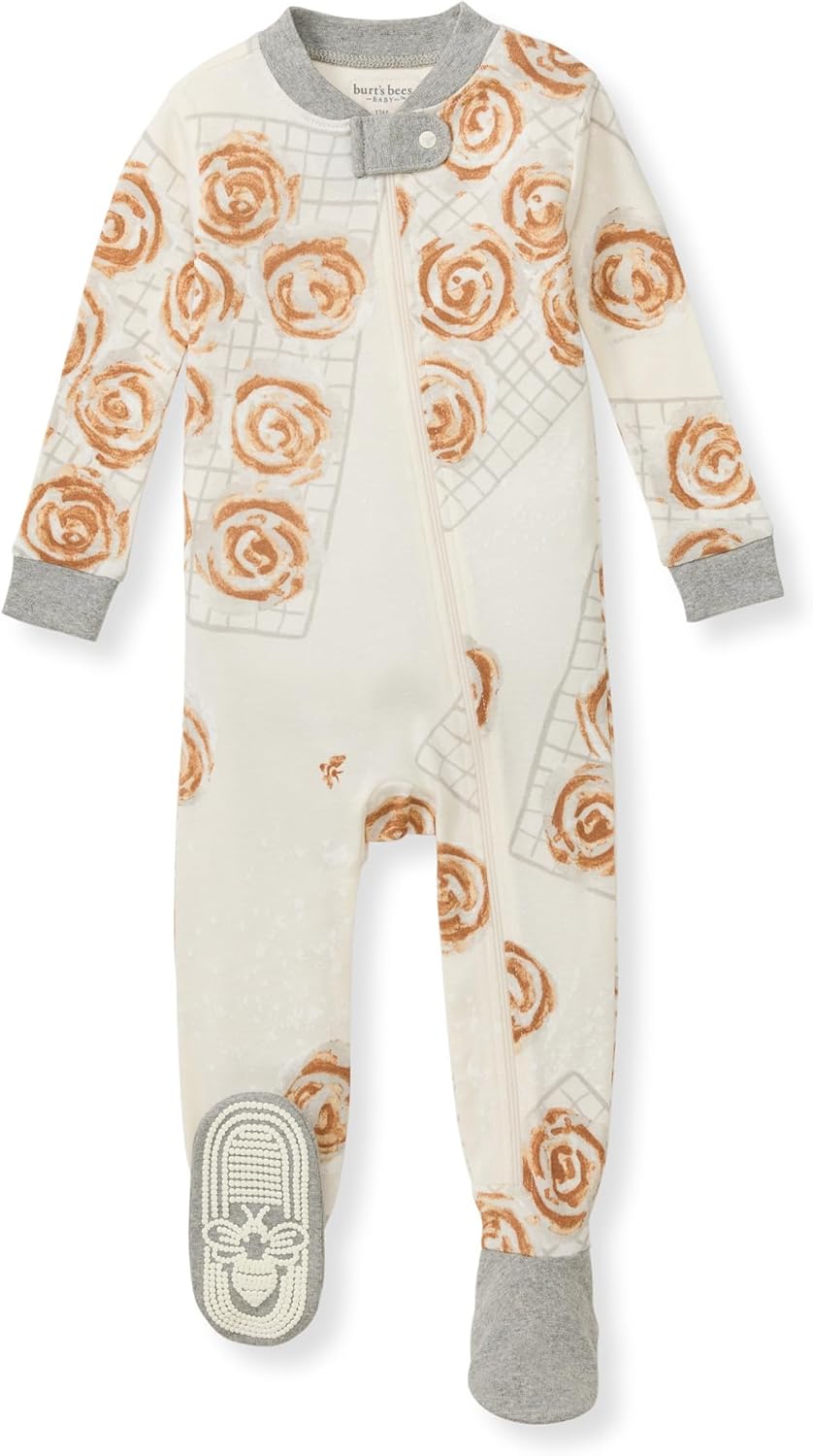 Burt's Bees Baby Pijama para niñas, 100% algodón orgánico, pijama de una pieza, overol con cremallera diagonal, ajuste cómodo