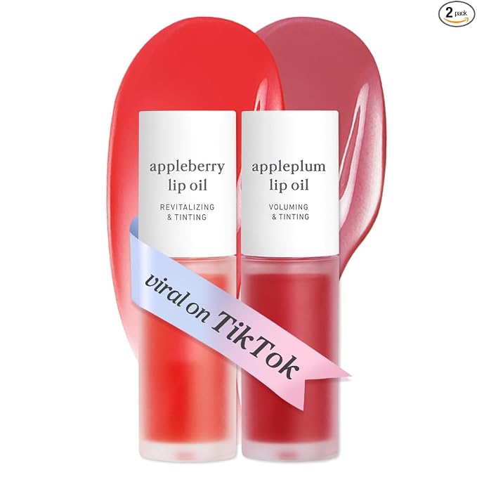 NOONI - Aceite coreano para labios, de larga duración, hidratante, revitalizante para labios secos, impermeable, relleno de calcetines para niñas adolescentes, 0.12 fl.oz, Appleplum