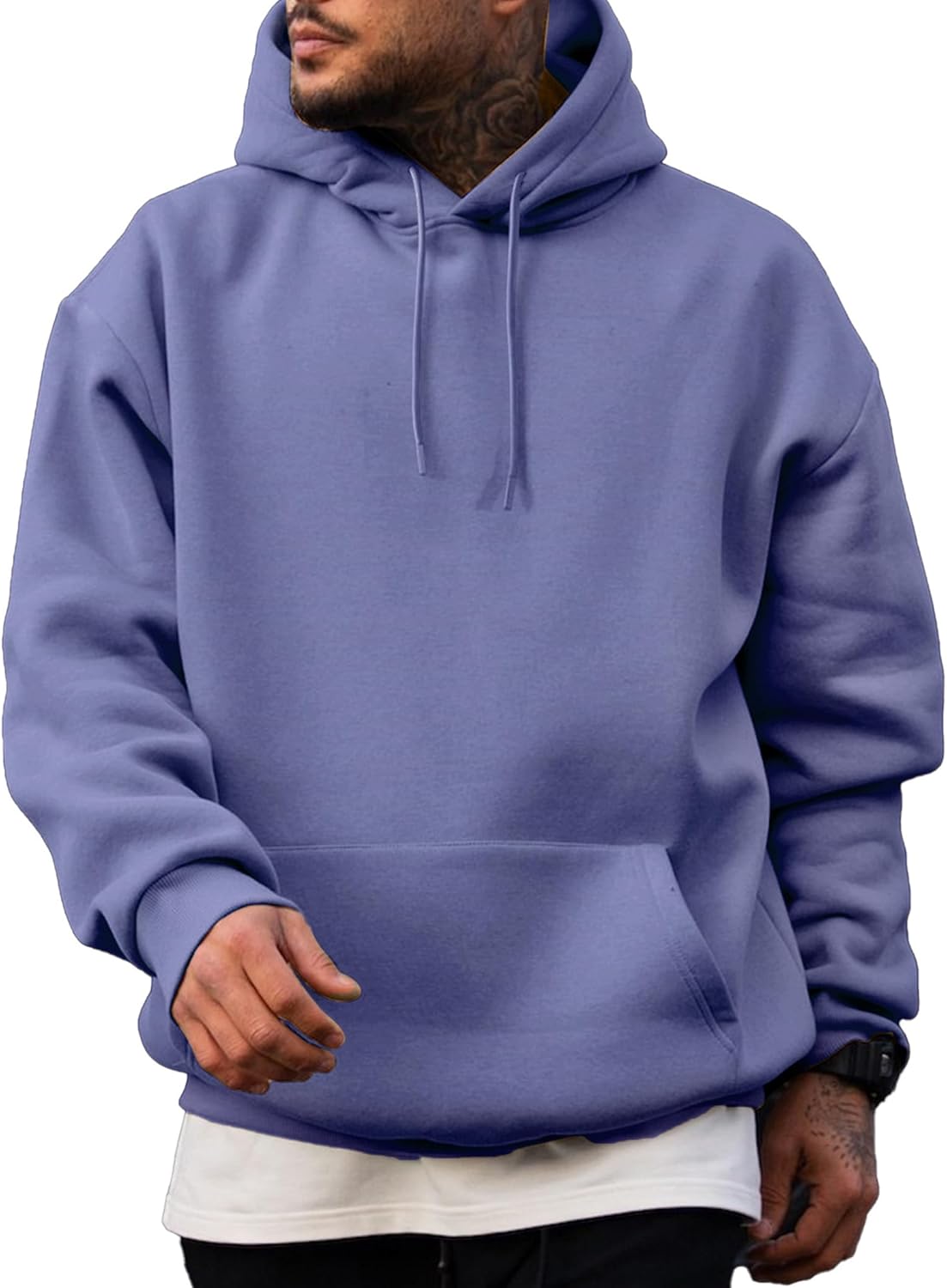 JMIERR - Sudaderas con capucha de manga larga para hombre, estilo casual, con cordón en el cuello, de algodón | Cómodo suéter con forro polar, capucha con cordón ajustable, bolsillo canguro, ajuste regular, lavable a máquina