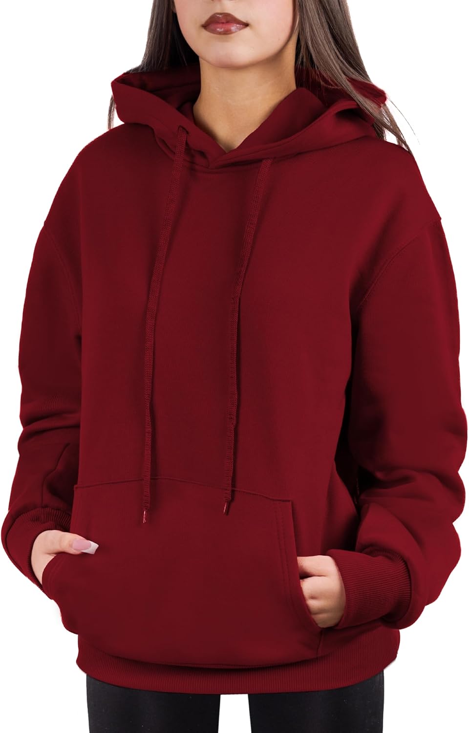Sudadera de gran tamaño con capucha para mujer, mezcla de algodón y forro polar suave, acogedora sudadera para todos los días