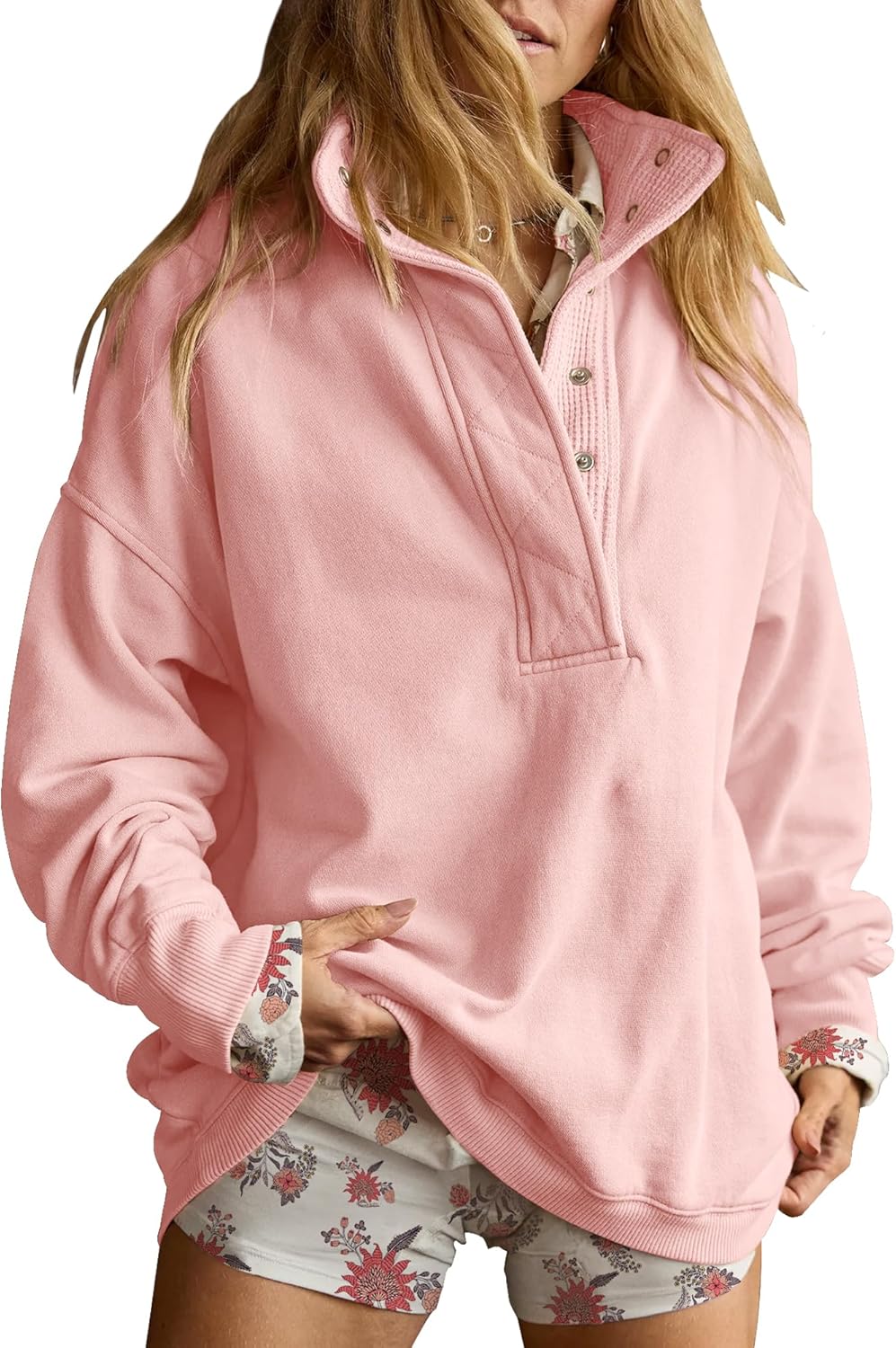 Gacaky - Sudadera para mujer de talla extragrande, informal, de manga larga, con botones, cuello Henley, ropa a la moda