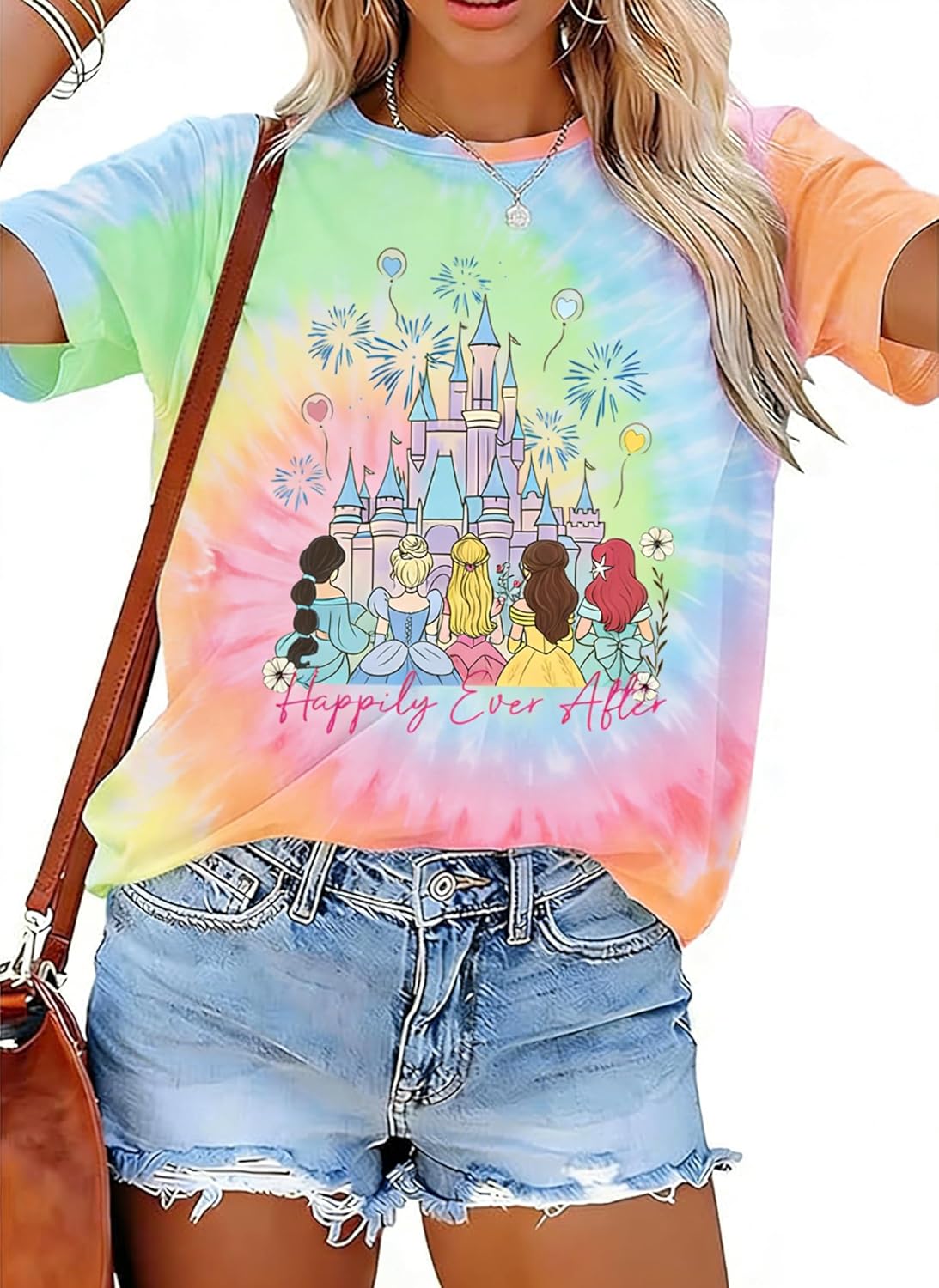 Camisas del Reino Mágico para Mujer, Top de Lentejuelas, Camiseta Gráfica de Castillo Colorido, Camiseta Divertida y Linda para Vacaciones Festivas