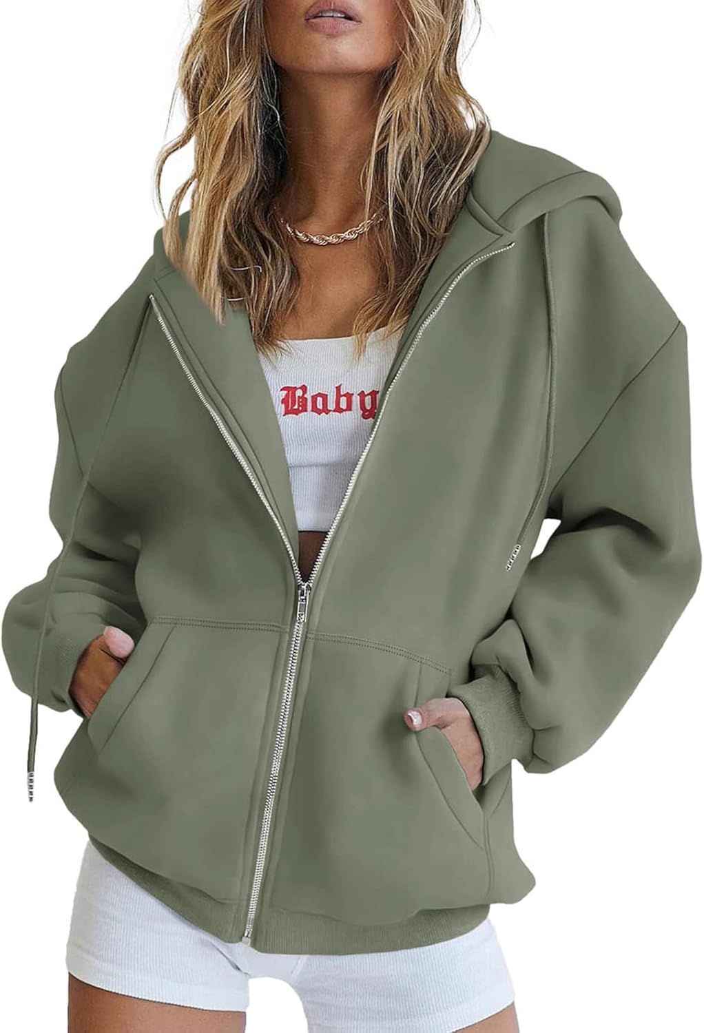PRETTYGARDEN Sudaderas con capucha Y2K con cremallera para mujer, estilo casual, manga larga, para otoño e invierno, chaquetas con bolsillos