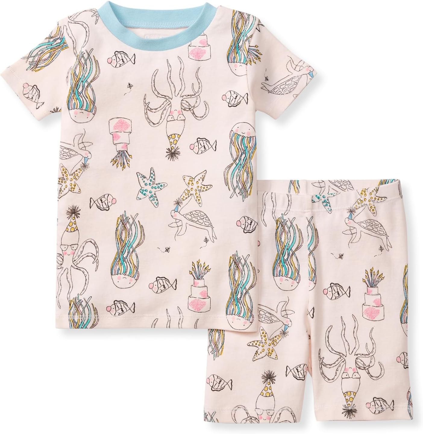 Burt's Bees Baby Pijama unisex de algodón, camiseta de manga corta de 2 piezas y pantalones cortos | Snug fitting, yet comfy warm weather pajamas sets are made in our classic rib fabric