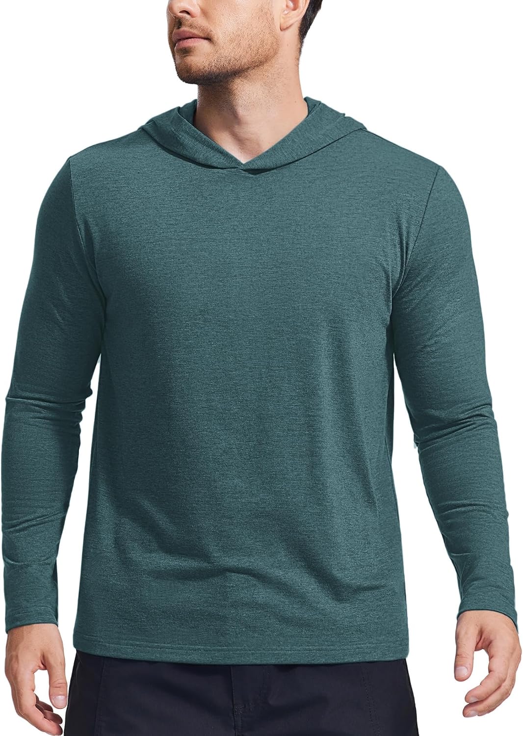 PINSPARK Sudaderas ligeras con capucha tipo pullover para hombres, manga larga, sudadera con capucha para golf, gimnasio, entrenamiento, sudadera atlética
