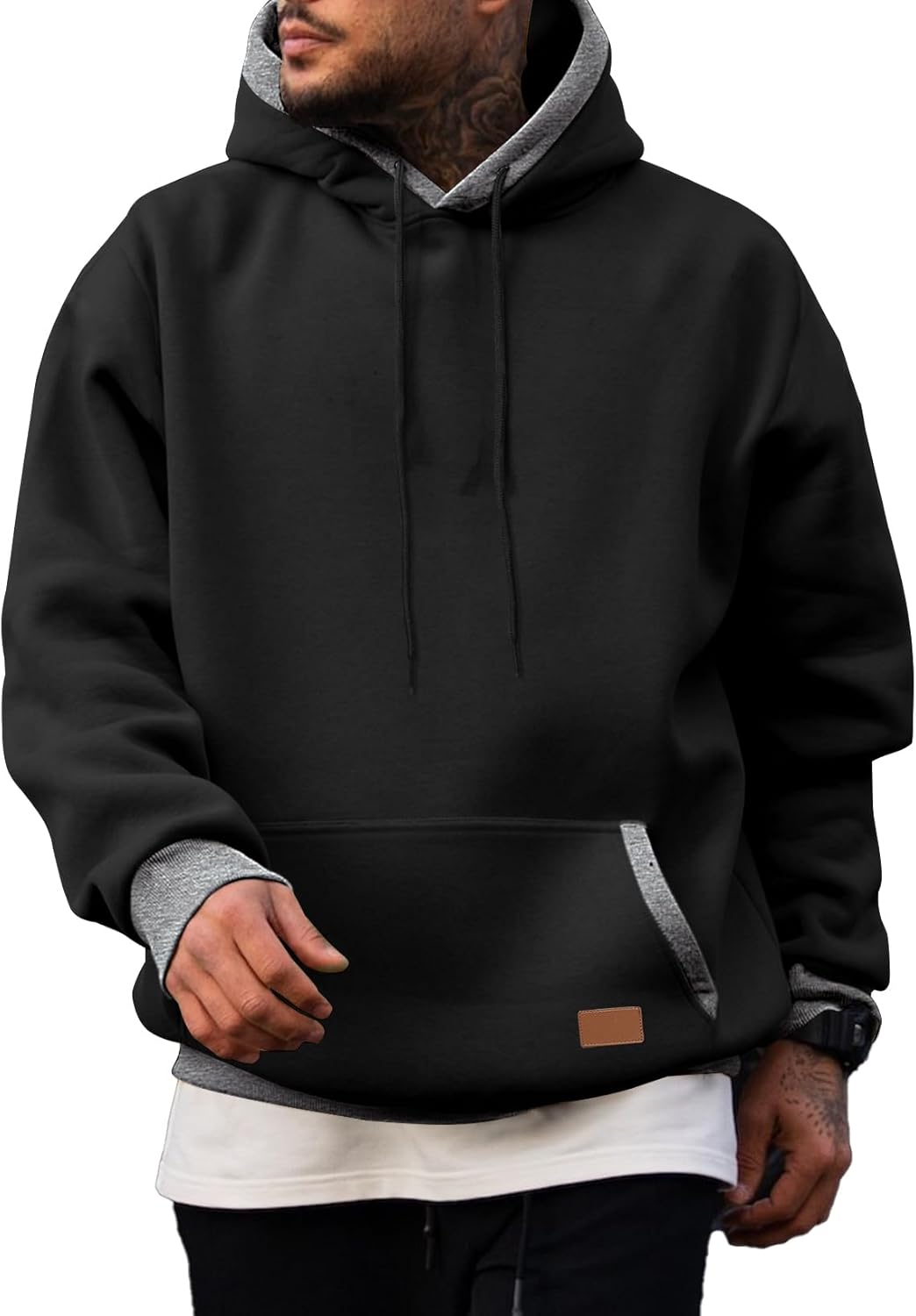JMIERR - Sudaderas con capucha de algodón para hombre, casuales, de manga larga, con cordón, de forro polar, con bolsillos