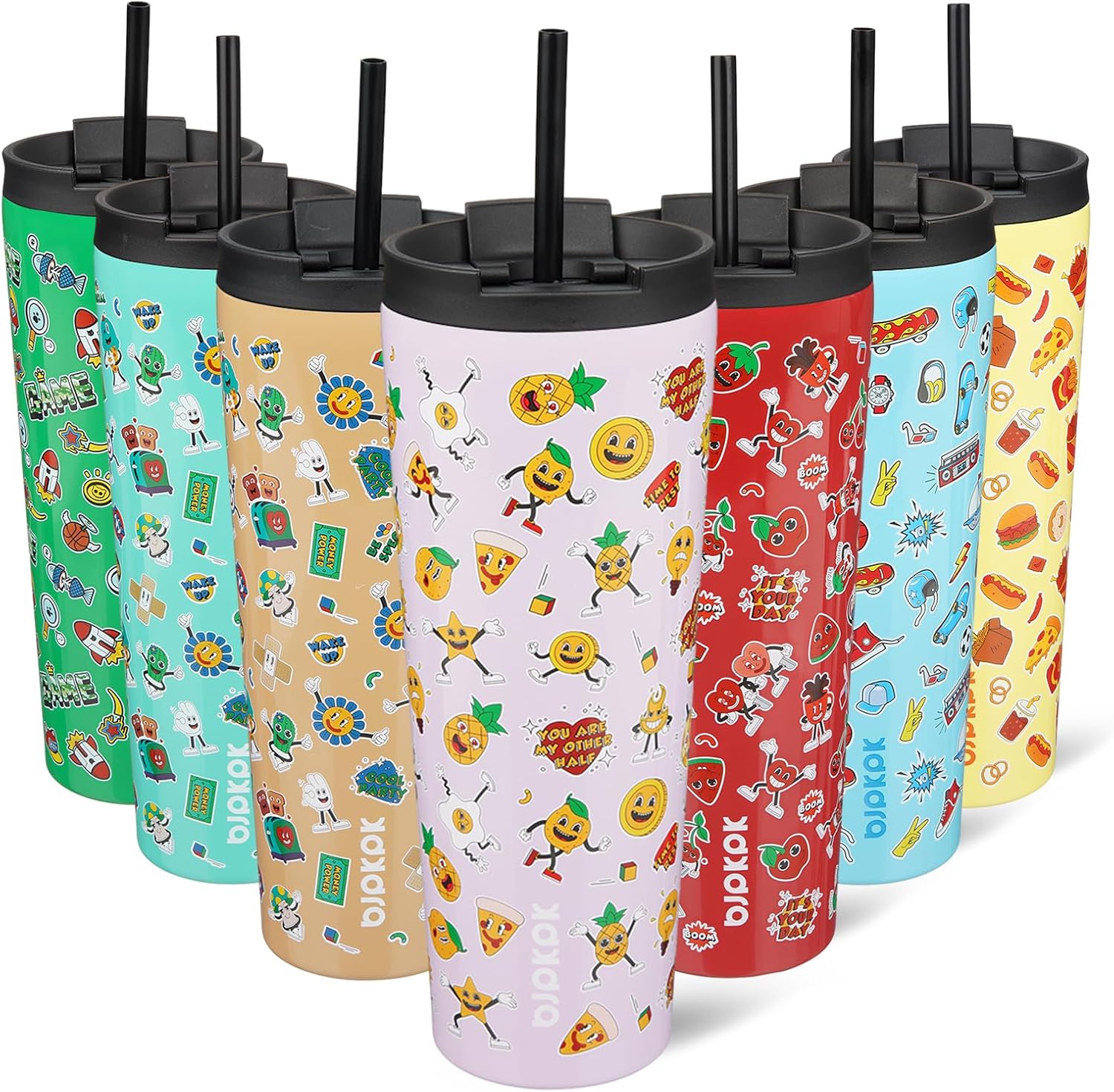 BJPKPK - Vaso de acero inoxidable con aislamiento, tapa y pajilla, taza de café para viaje, de 18 onzas, diseño de laguna