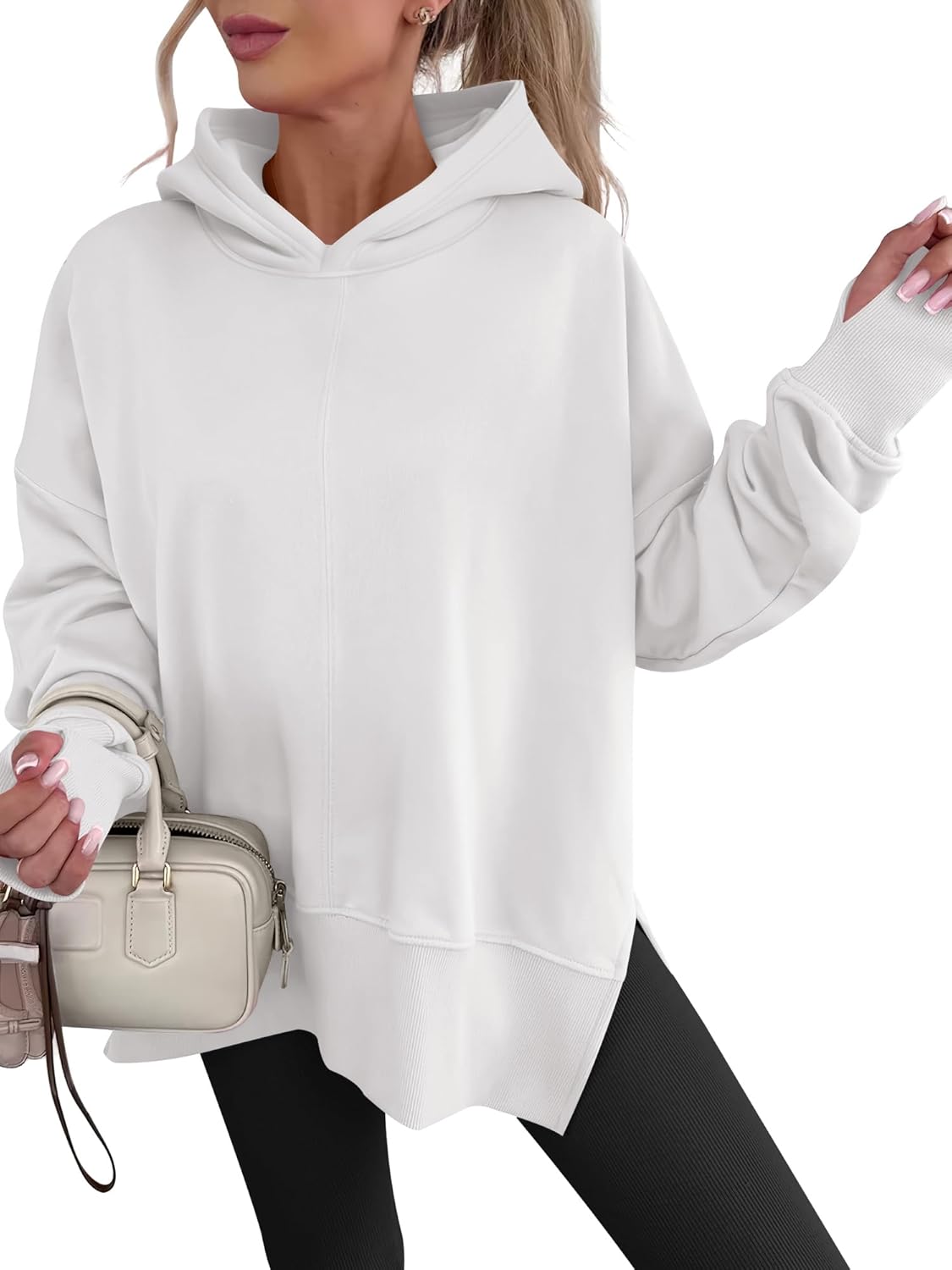 ANRABESS Sudaderas con capucha de gran tamaño para mujer, manga larga, forro polar, con abertura lateral, sudaderas con capucha y sin botones, trajes de otoño 2026, ropa Y2K