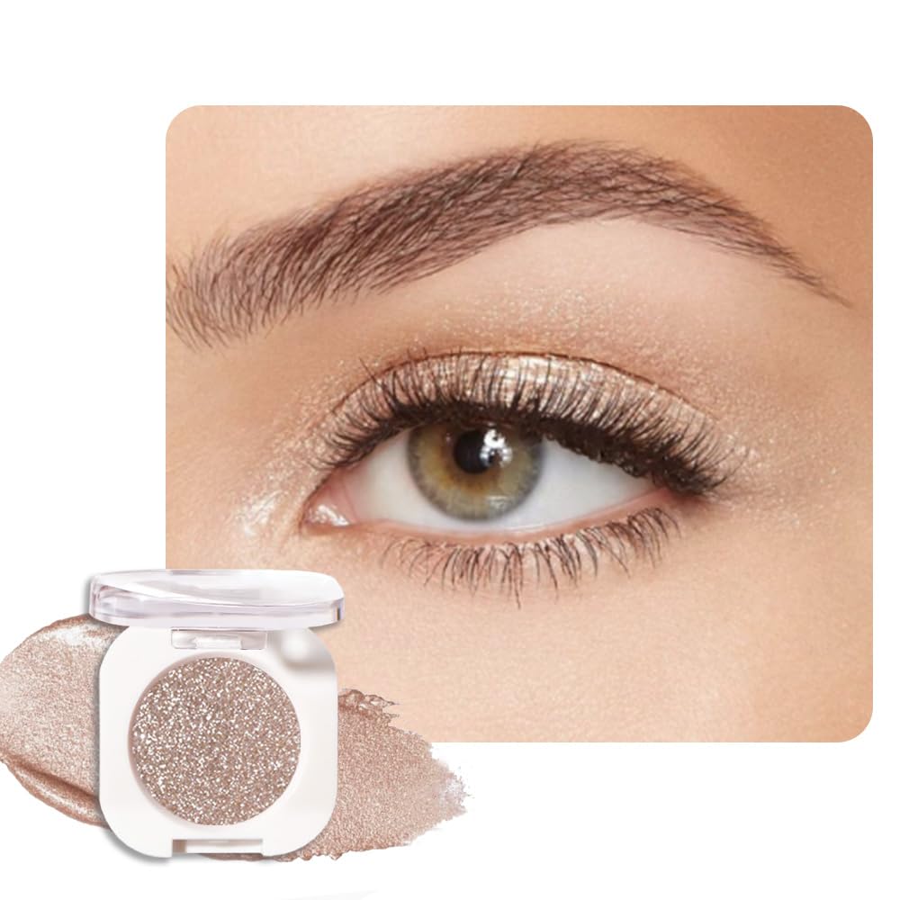 Sombra de Ojos Soltera con Destello de Champán, Sombra de Ojos Mini Liviana y Mezclable para Mujeres Mayores, Paleta de Maquillaje de Sombra de Ojos Monocromática Pigmentada Impermeable