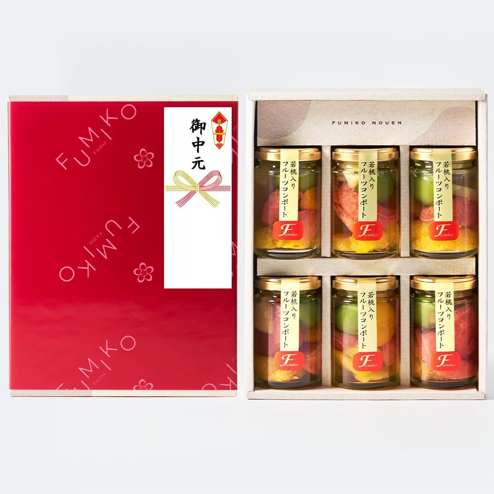 Fumiko Farm Sweets, Sweets, Housewarming Sweets, Gift, Gift, Present, Young Peach from Wakayama Prefecture, Fruit Mix Compot, 4.9 oz (140 g) x 4 Packs (Birthday Card Included)