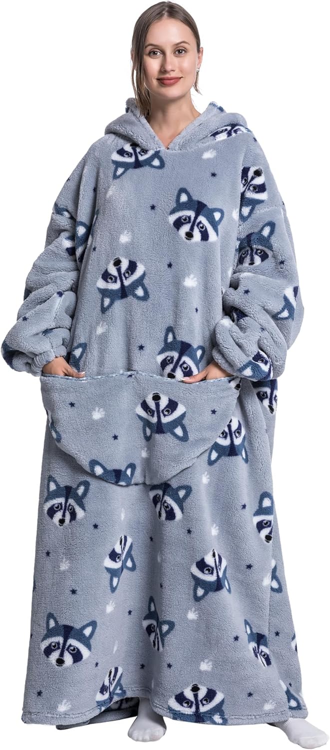 Capecage - Manta con capucha, sudadera con capucha larga como regalos de cumpleaños para mujeres y hombres, manta portátil larga para mujeres y hombres.