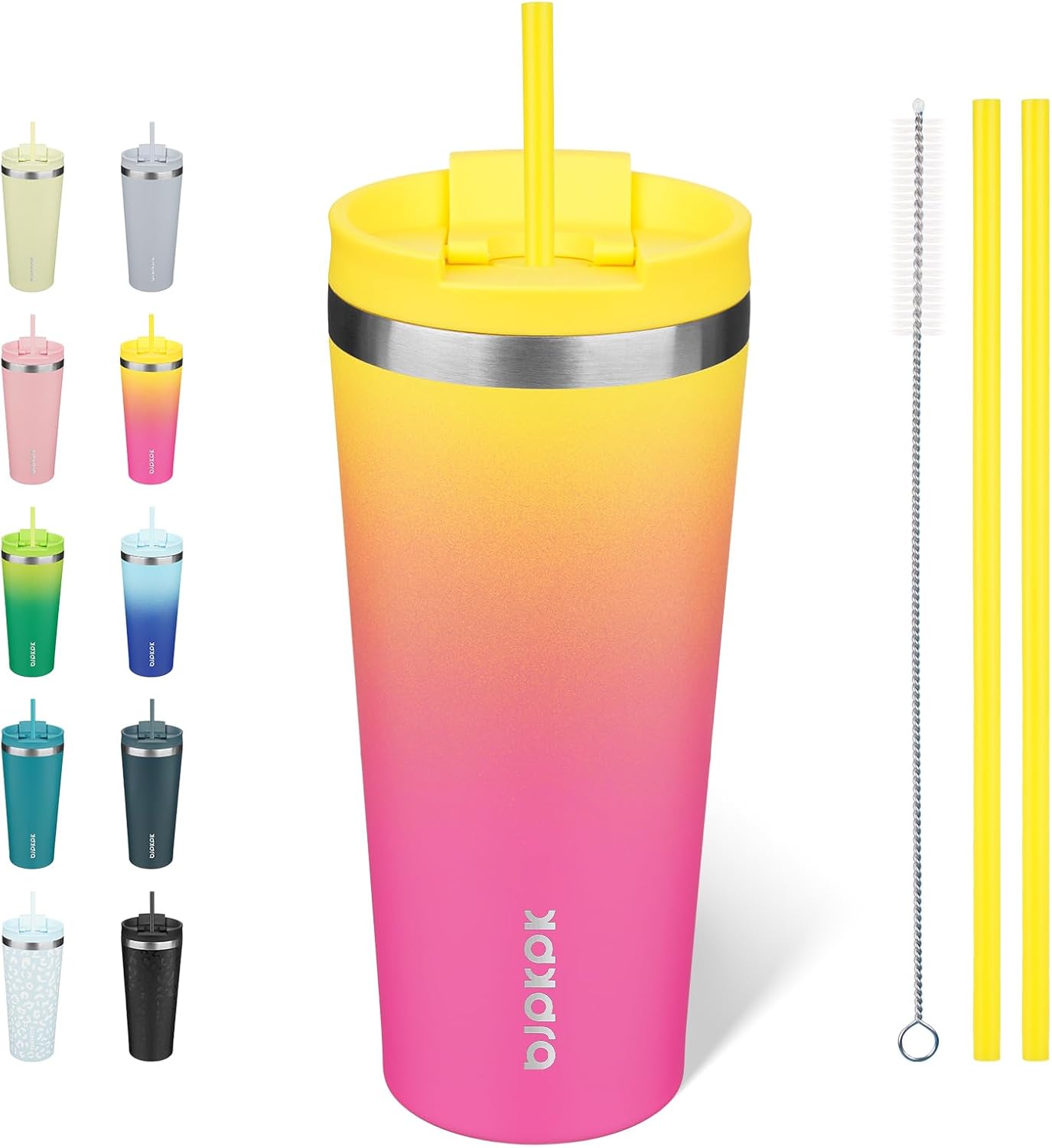 BJPKPK - Vaso de acero inoxidable con aislamiento, tapa y pajilla, taza de café para viaje, de 18 onzas, diseño de laguna