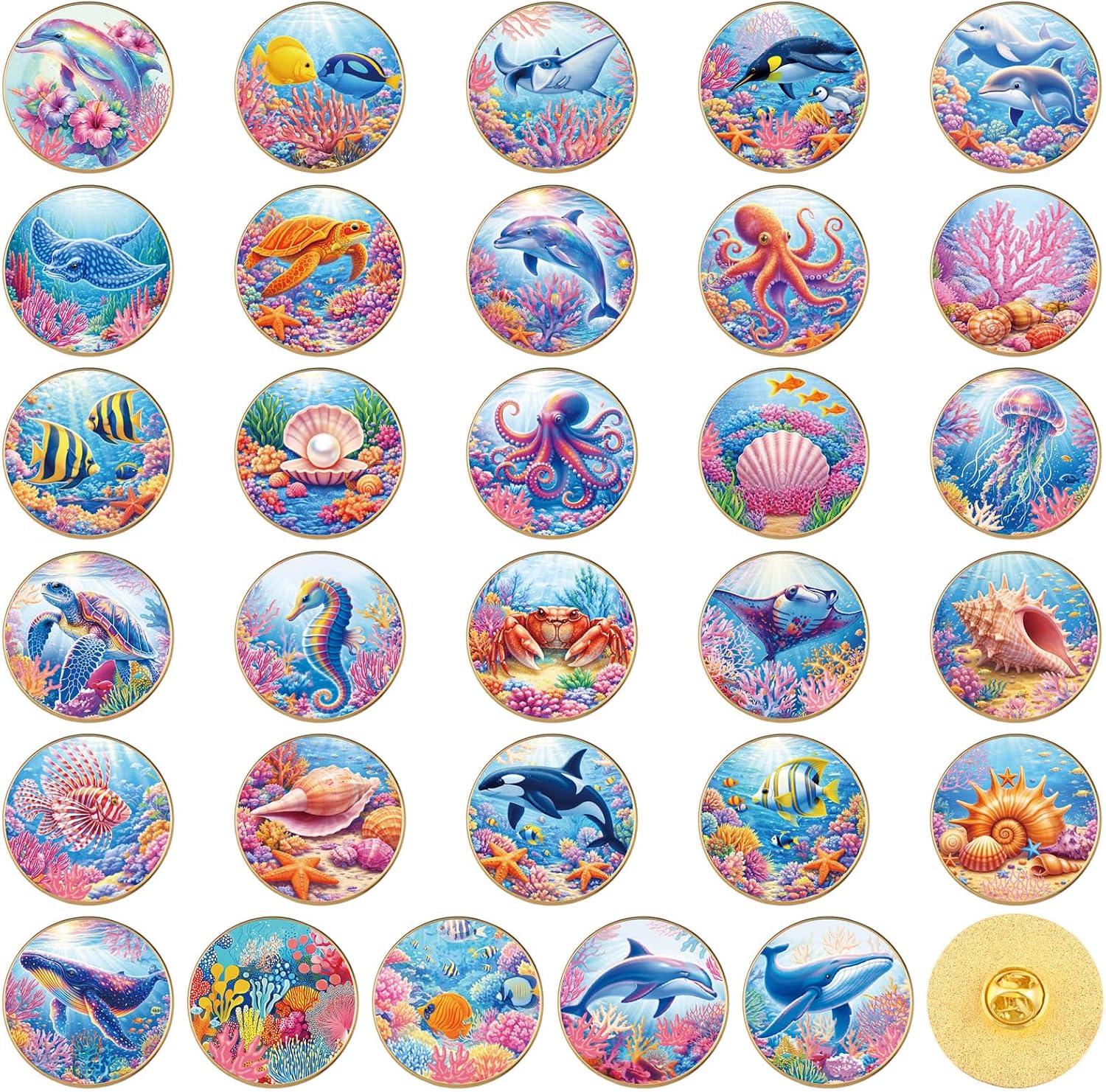 Landical 30 piezas, lindos pines de esmalte a granel, flores de plantas, animales, Halloween, gato negro, gótico, calabazas de otoño, primavera, broches de solapa de dibujos animados, pin de joyería