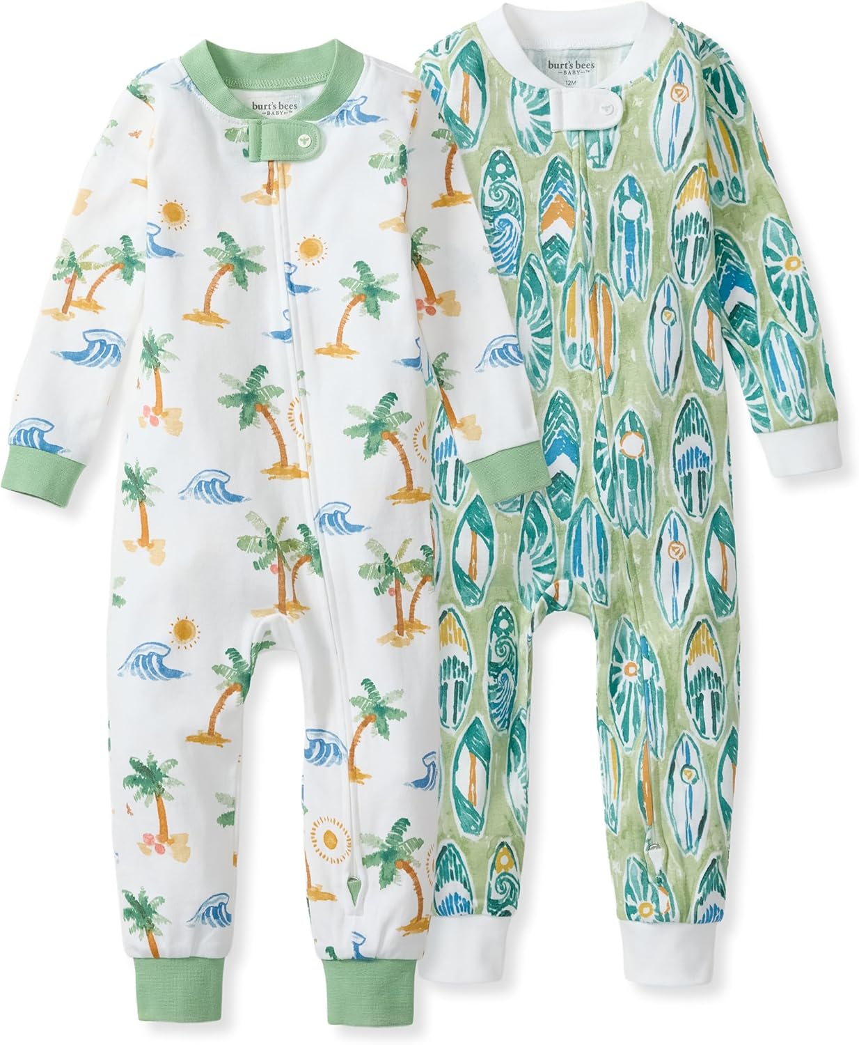 Burt's Bees Baby Unisex Footless Sleeper Pajama, 1-Pc Zip-Up Footie Pajama | Snug-fit organic cotton footless PJs features an easy 2-way zipper for easy nighttime changes
