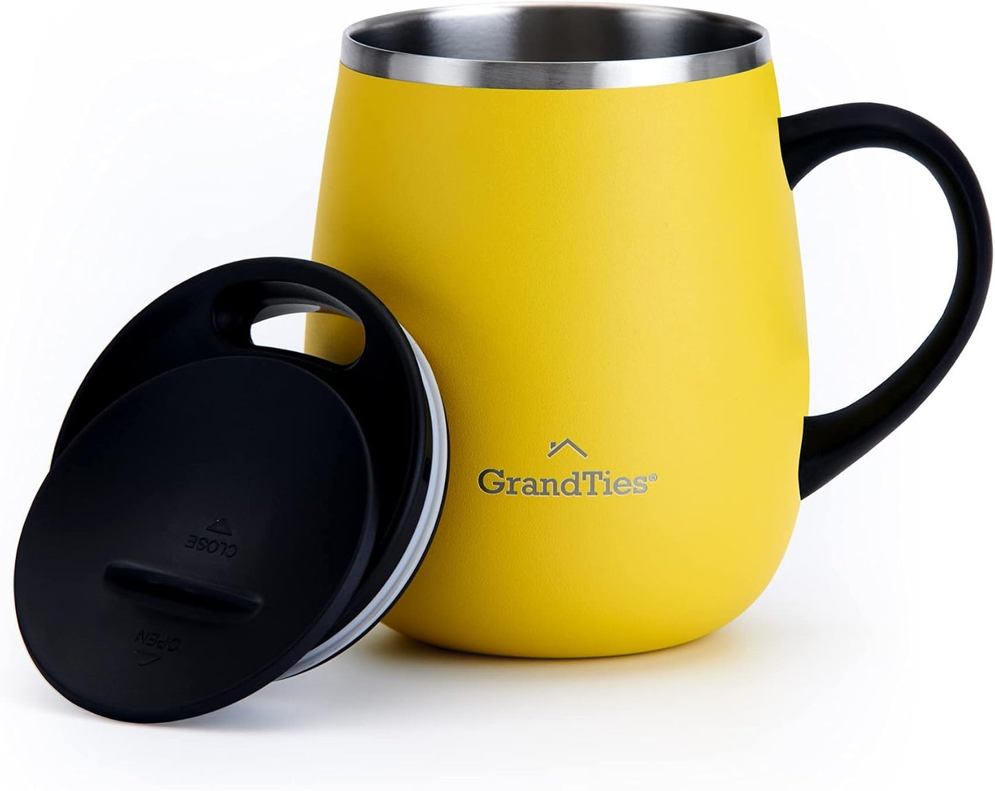 GRANDTIES 19 Colors Premium Vacuum Insulated Mug, 16.2 fl oz (460 ml), Mug with Easy Open Slide Lid, Stainless Steel, Double Wall Vacuum Insulation, Hot & Cold Protection, Popular in Office (Atlantis