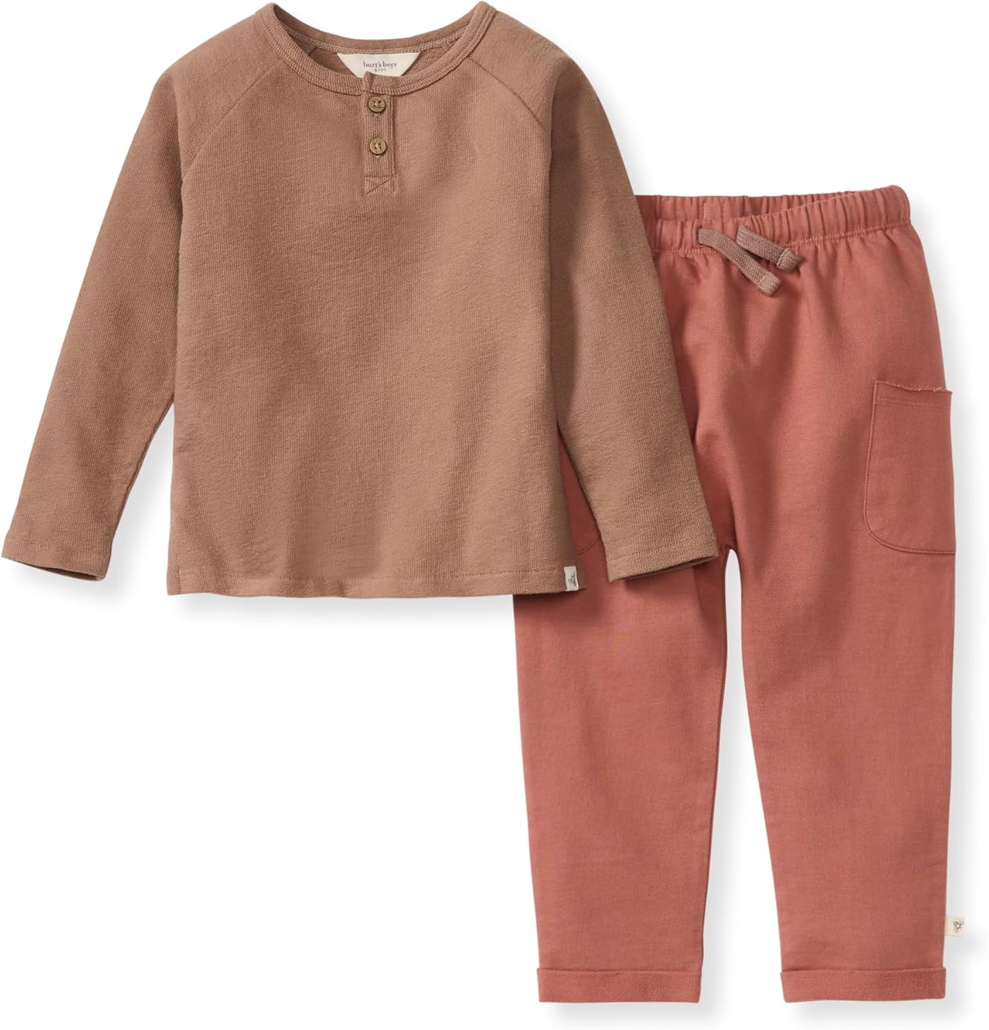 Burt's Bees Baby Boys Shirt and Pant Set, Long Sleeve Top & Bottom Outfit Bundle, 100% Organic Cotton