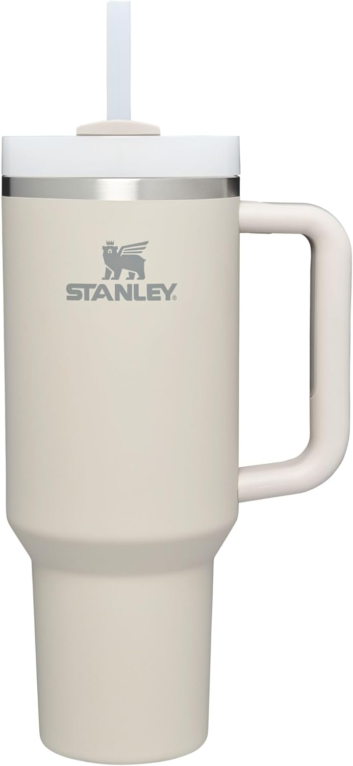 Stanley Quencher H2.0 - Vaso de acero inox. con asa, pajilla y tapa FlowState giratoria de 3 posiciones; aislamiento térmico/sin BPA; apto p/portavaso p/viaje; 30 oz, coral dorado (Goldenrod Coral)