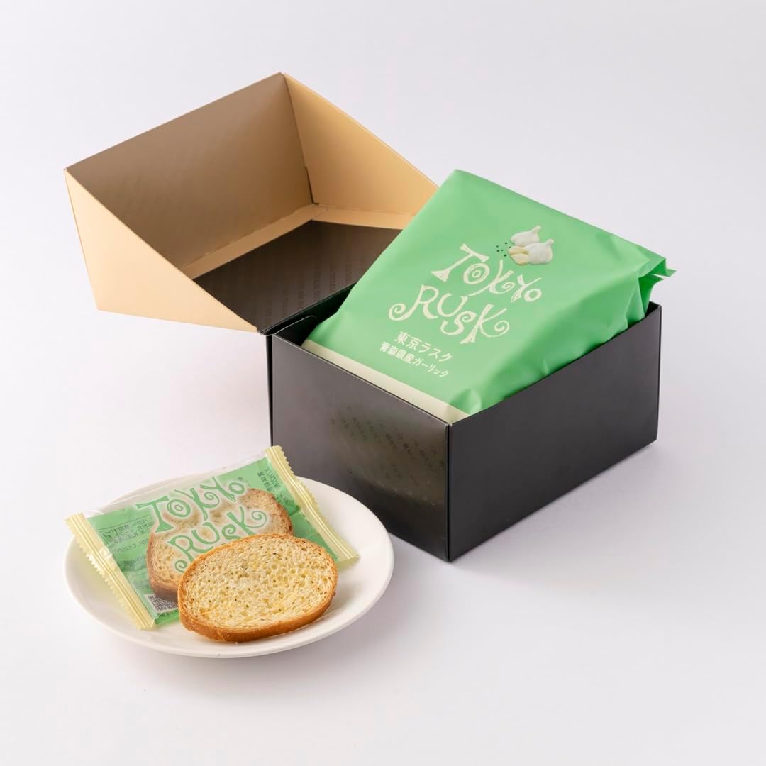 Tokyo Rusk Garlic from Aomori Prefecture, Pack of 8, Adult Snacks for Beer and Wine, Thick Butter and Garlic Flavor, Gift, Present