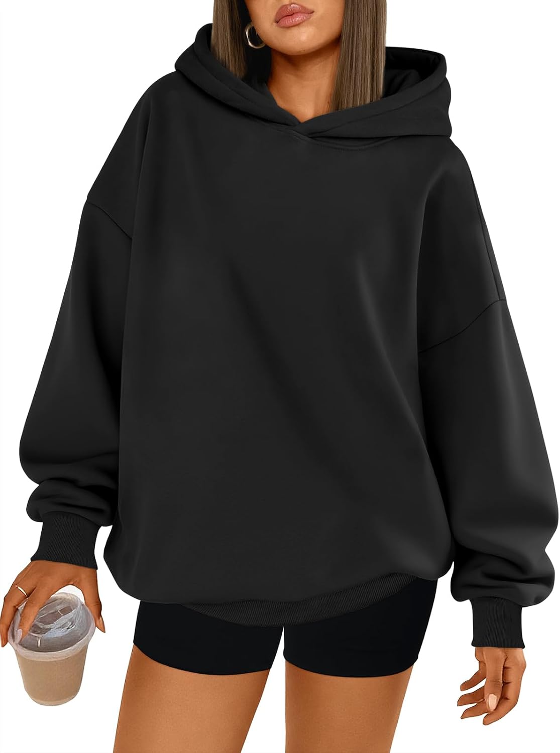 Trendy Queen Sudaderas con capucha de gran tamaño para mujer | Soft Fleece Pullover In A Relaxed, Oversized Fit. Suitable For College Outfits, Trendy Streetwear, And Daily Home Wear