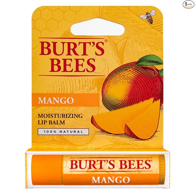 Burt's Bees Bálsamo labial de cera de abejas, hidratante labial con cera de abejas de origen responsable, sin tinte, tratamiento labial acondicionador natural, 1 tubo, 0.15 onzas.