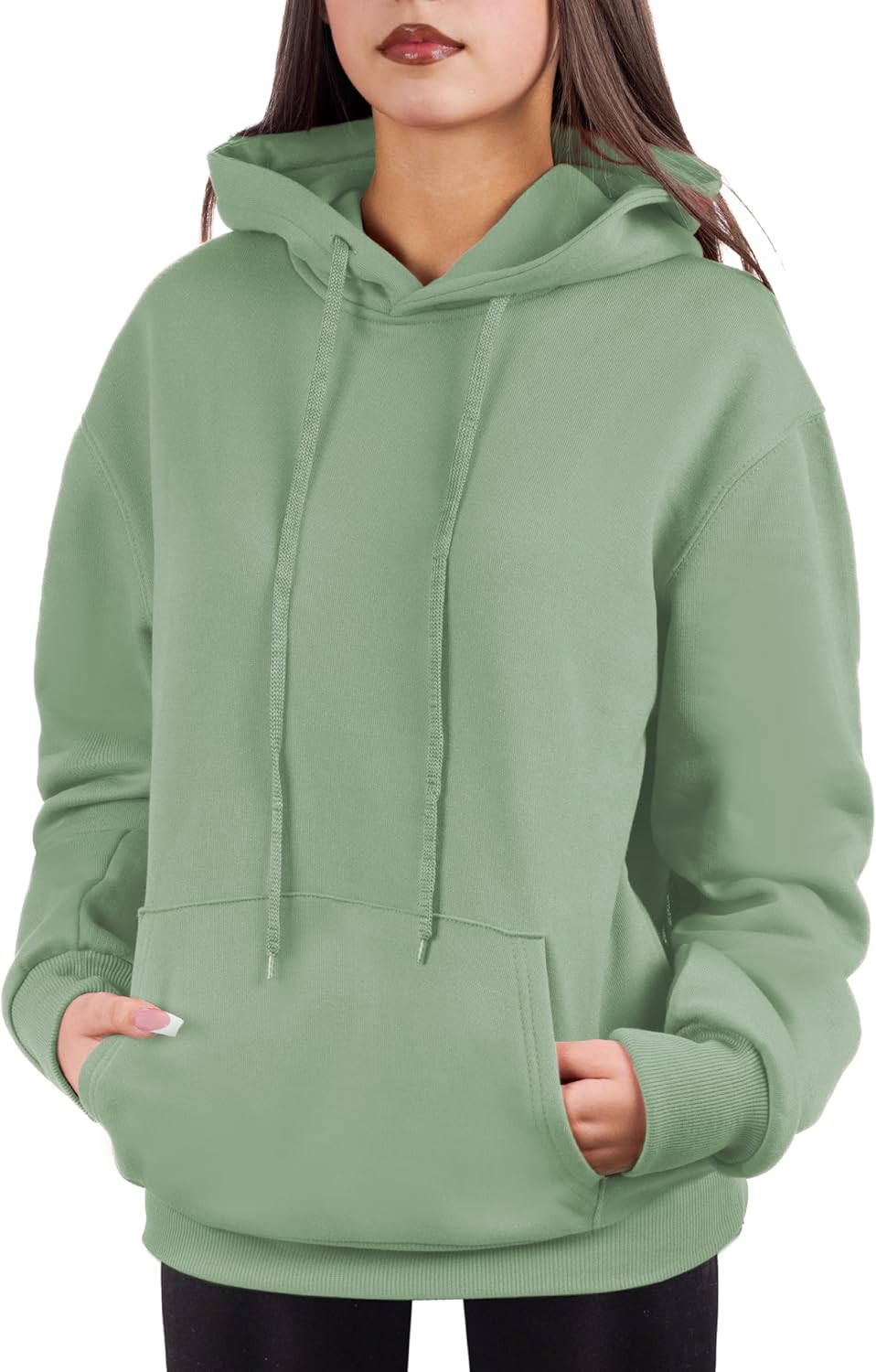 Sudadera de gran tamaño con capucha para mujer, mezcla de algodón y forro polar suave, acogedora sudadera para todos los días