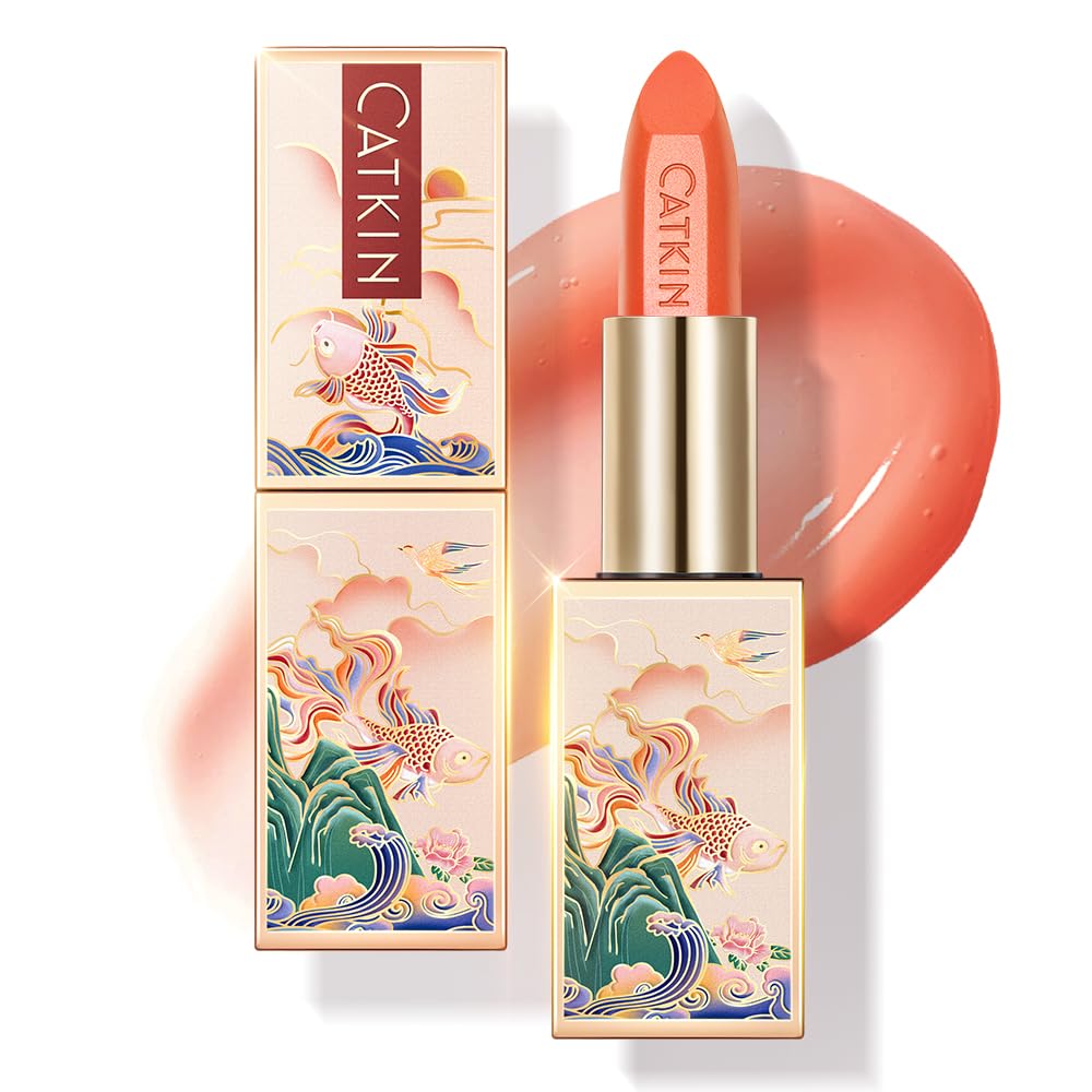 CATKIN Bálsamo labial tintado con purpurina para labios ultra hidratante, humectante labial, cuidado de labios con vitamina E nutritivo para labios agrietados y secos, 0.12 onzas, C15 Destiny, rojo
